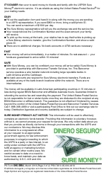 PS Form 595-BRA Dinero Seguro - Payment Order Application (English/Spanish), Page 3