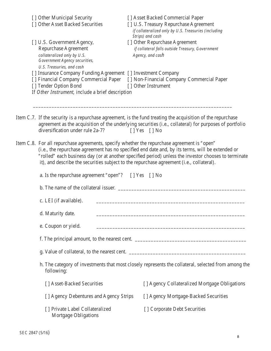 SEC Form 2847 (N-MFP) Monthly Schedule of Portfolio Holdings of Money Market Funds, Page 8
