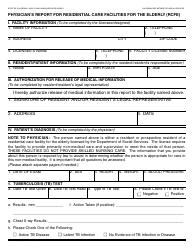 Form LIC602A Physician's Report for Residential Care Facilities for the Elderly (Rcfe) - California