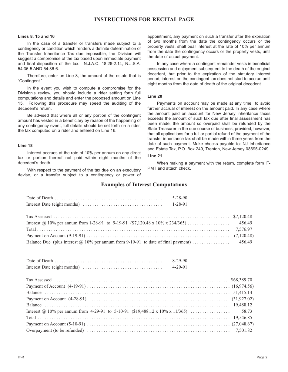 Form IT-R Inheritance Tax Resident Return - New Jersey, Page 10