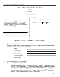 Form Pro Se3 &quot;The Defendant's Answer to the Complaint&quot;