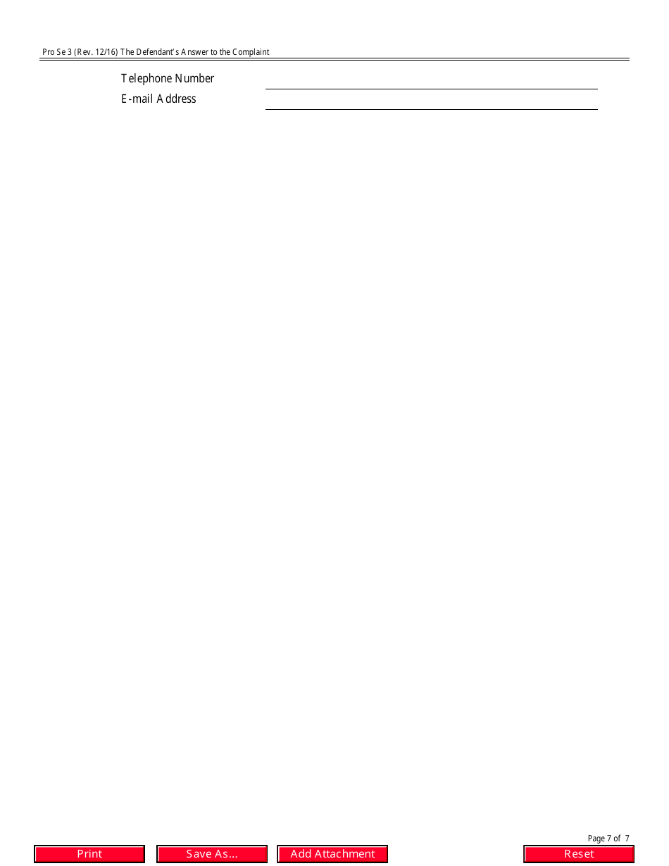 Form Pro Se3 The Defendants Answer to the Complaint, Page 7