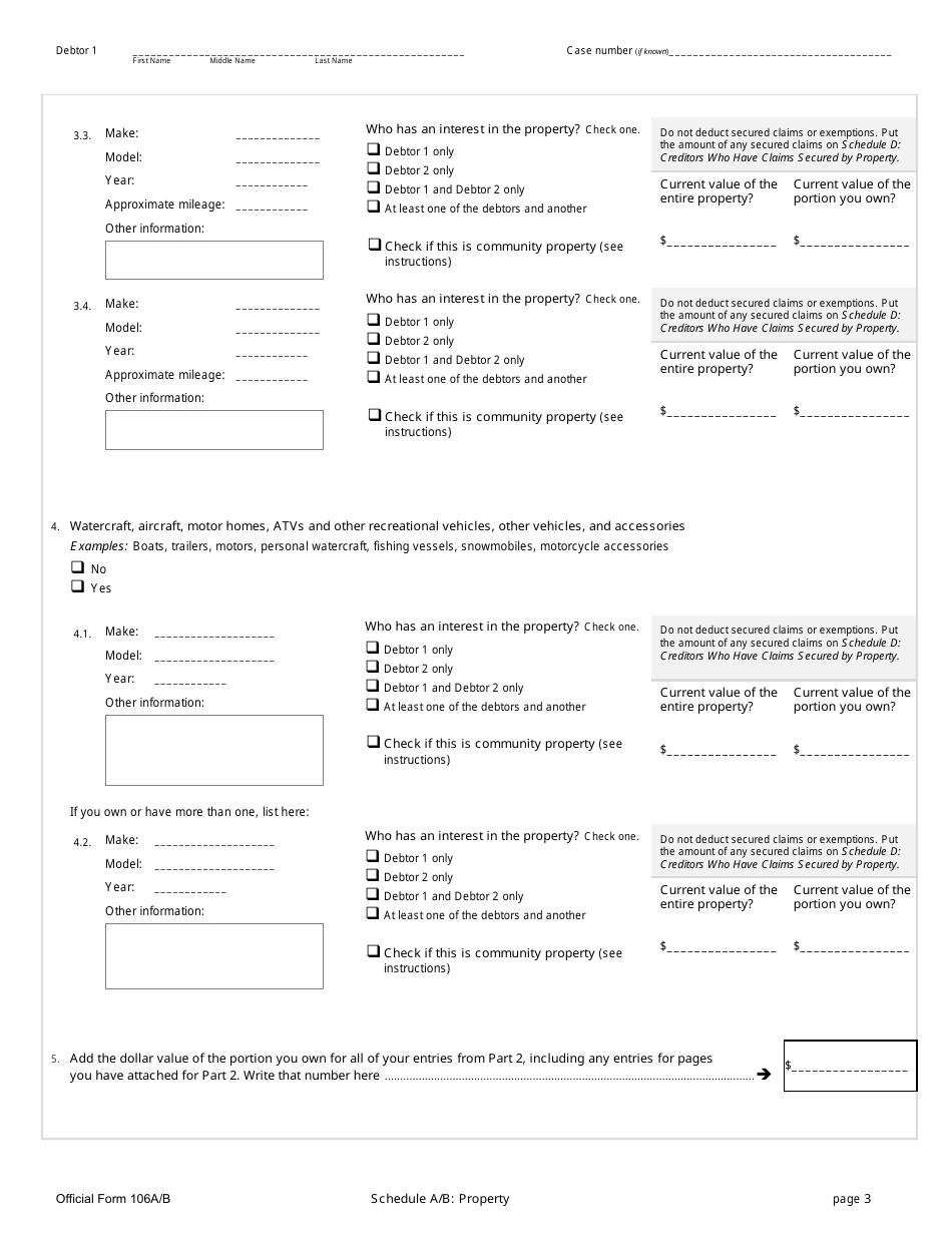 Official Form 106A / B Schedule A / B Property, Page 3