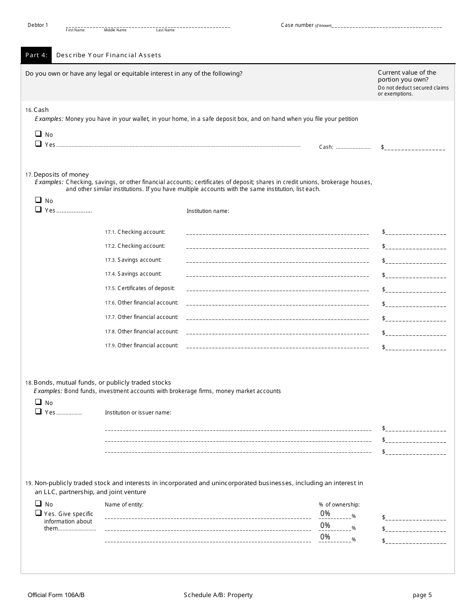 Official Form 106A / B Schedule A / B Property, Page 5