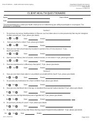 Form DHCS5103 Client Health Questionaire - California, Page 2