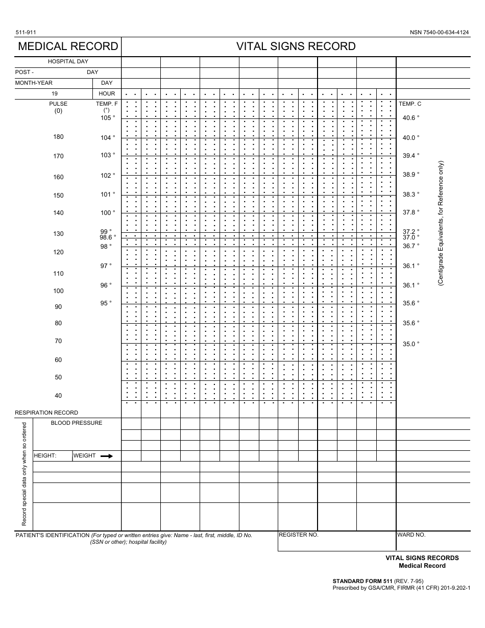 Form SF-511 Vital Signs Record, Page 1