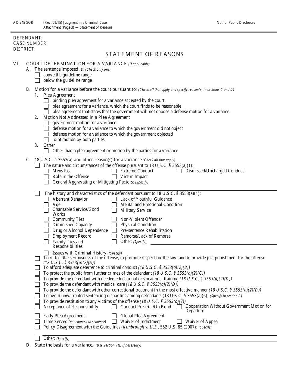 Form AO245 SOR Statement of Reasons, Page 3