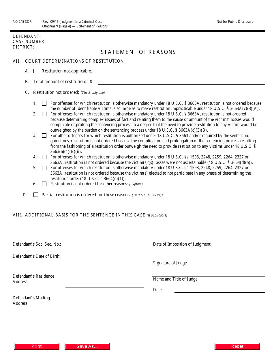 Form AO245 SOR Statement of Reasons, Page 4