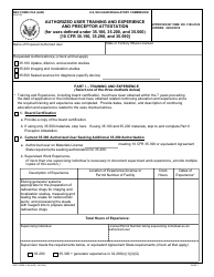 Document preview: NRC Form 313A (AUD) Authorized User Training and Experience and Preceptor Attestation