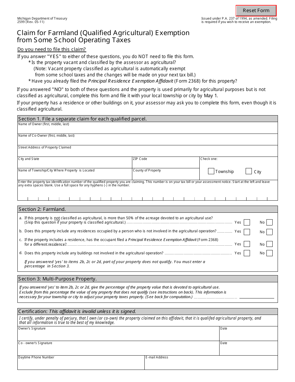 form-2599-download-fillable-pdf-or-fill-online-claim-for-farmland