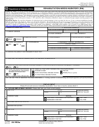 VA Form 28-1902W Rehabilitation Needs Inventory (Rni)