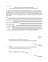Document preview: Form CJA28B Attorney Services Summary Budget Worksheet for Non-capital Representations With the Potential for Extraordinary Cost