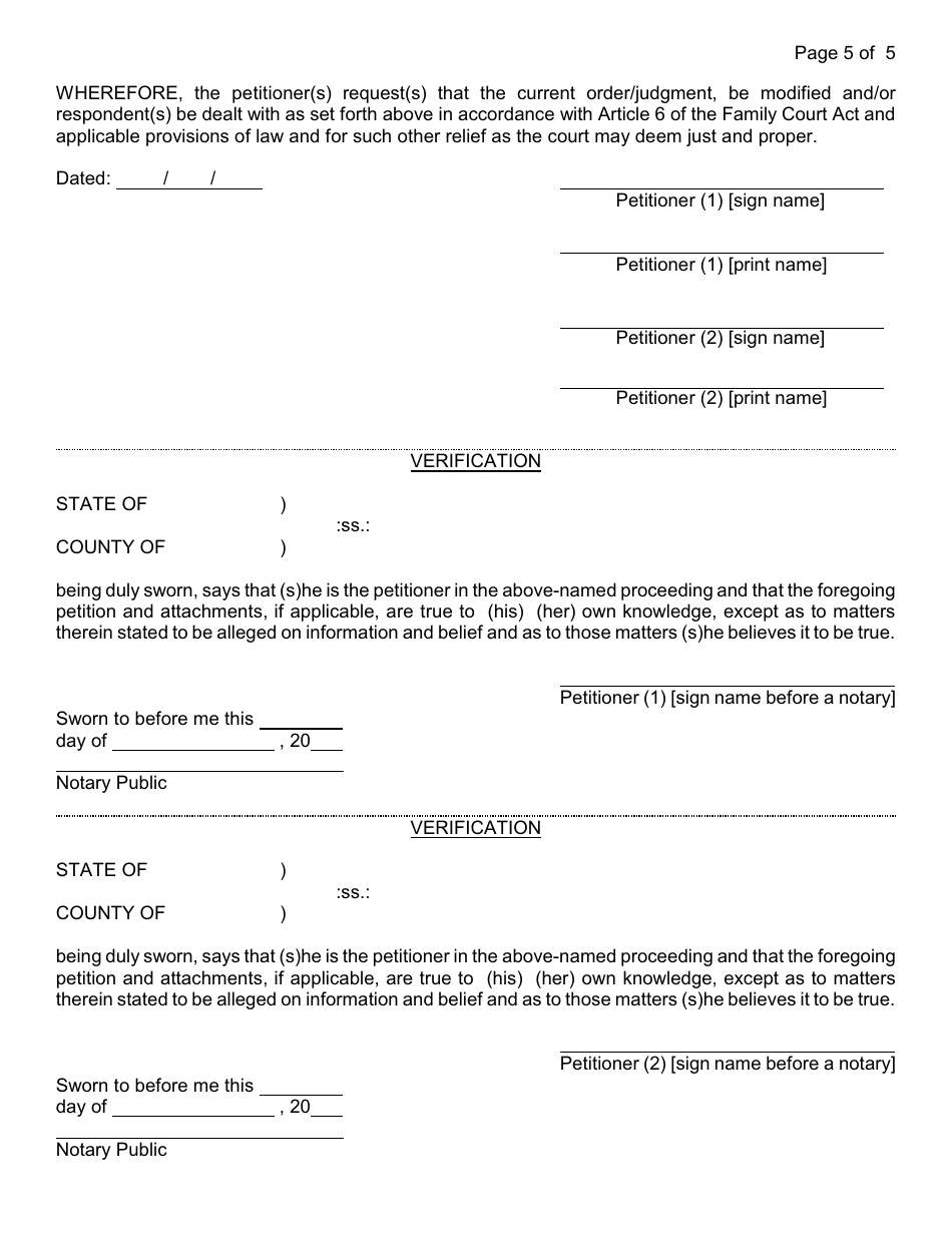 Form 40 Petition for Modification of an Order of Custody / Visitation - Nassau County, New York, Page 10