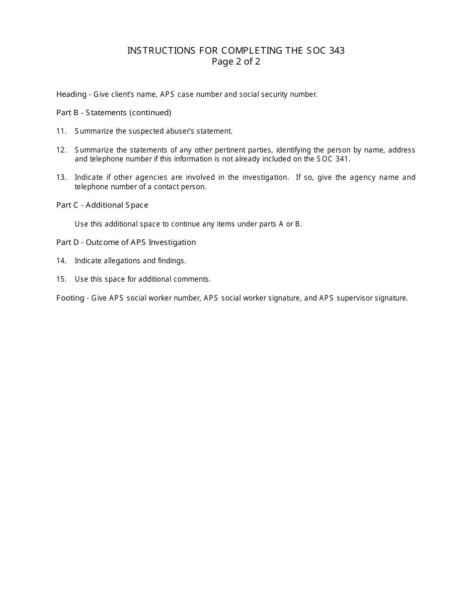 Form SOC343 Investigation of Suspected Dependent Adult / Elder Abuse - California, Page 4
