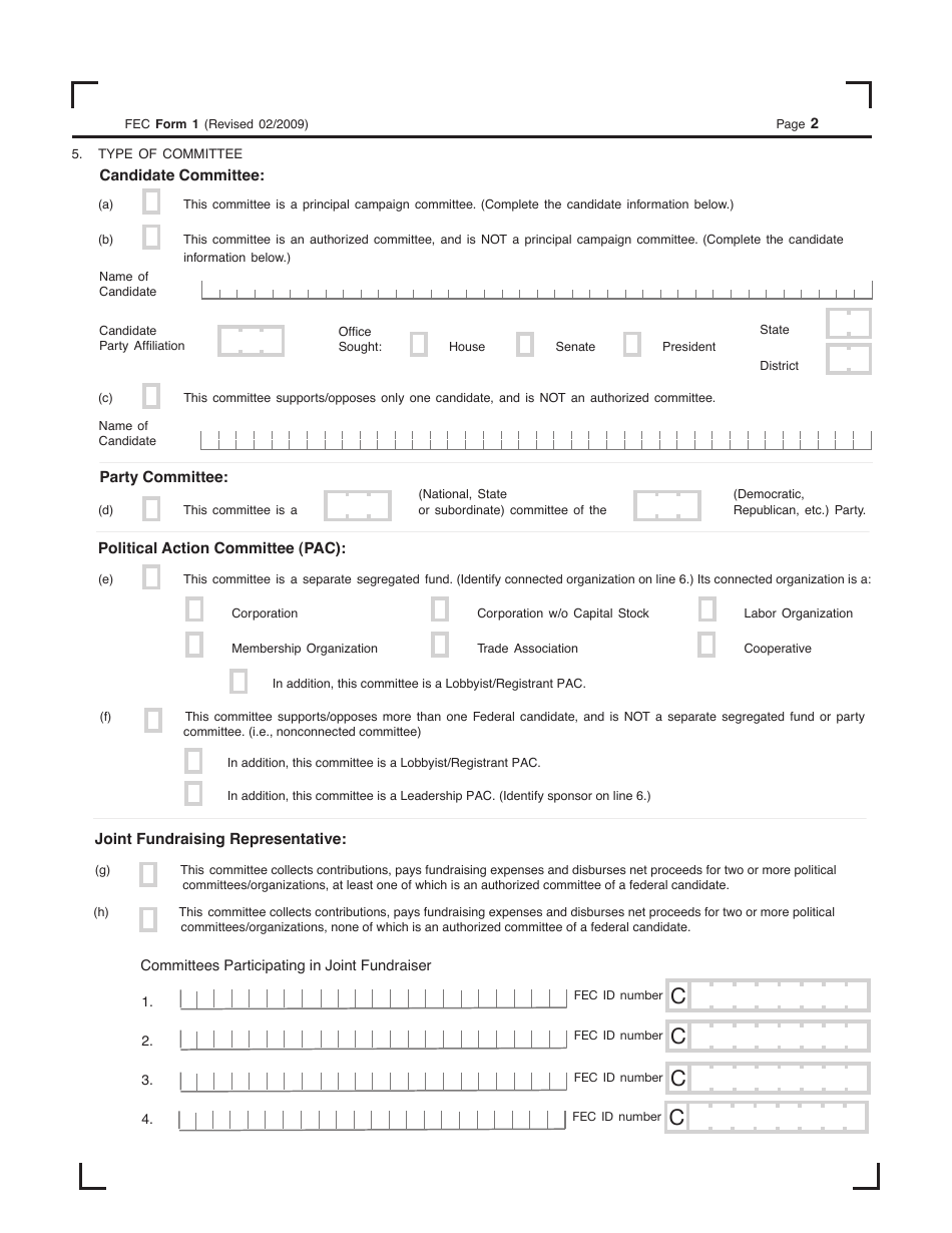 FEC Form 1 Statement of Organization, Page 2