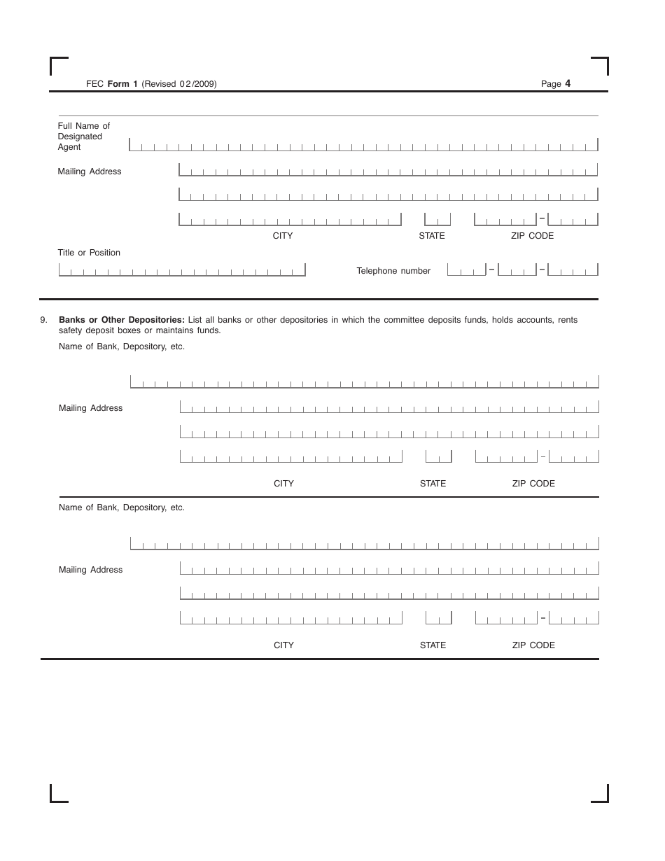 FEC Form 1 Statement of Organization, Page 4