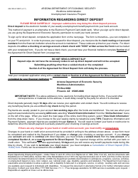 Document preview: Form UIB-1091A FORFF Agreement for Direct Deposit - Arizona