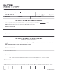 Document preview: FEC Form 2 Statement of Candidacy