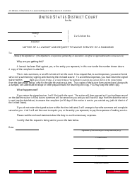 Document preview: Form AO398 Notice of a Lawsuit and Request to Waive Service of a Summons