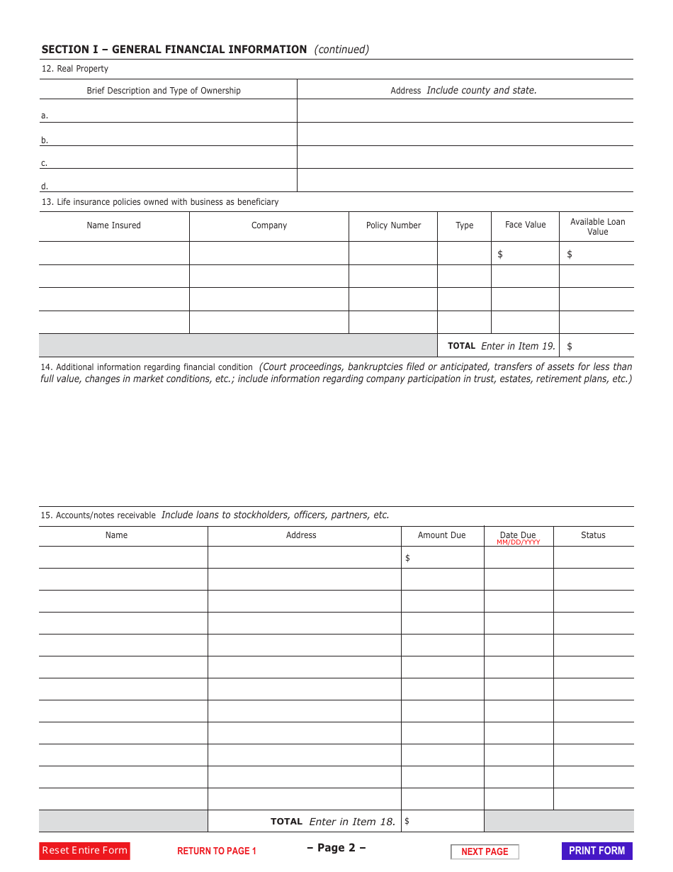 Form REV-484 Statement of Financial Condition for Businesses - Pennsylvania, Page 2