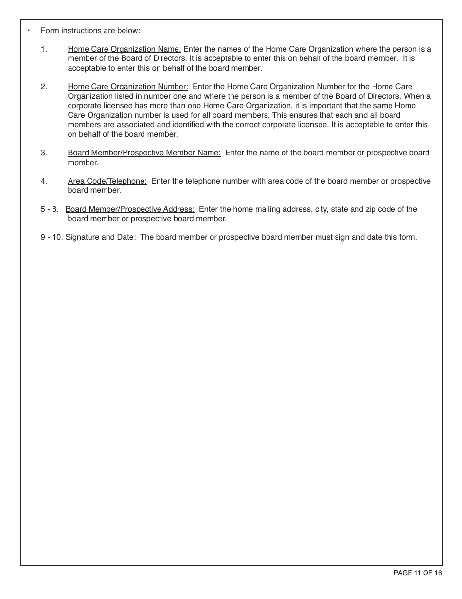 Form HCS281 Application Instructions for a Home Care Organization License - California, Page 11
