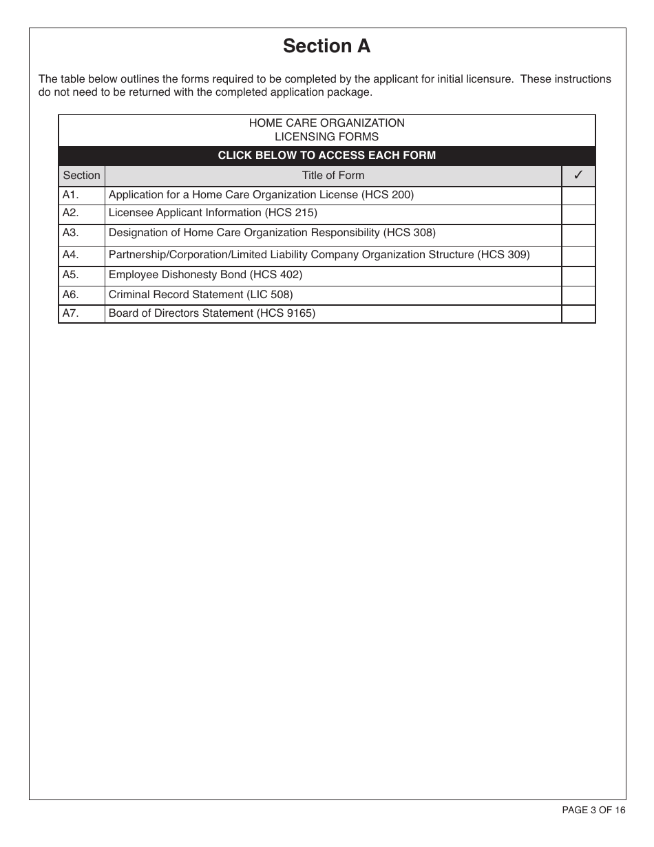 Form HCS281 Application Instructions for a Home Care Organization License - California, Page 3