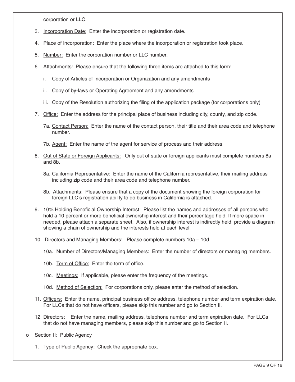 Form HCS281 Application Instructions for a Home Care Organization License - California, Page 9