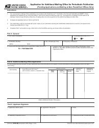 Document preview: PS Form 3510-M Application for Additional Mailing Office for Periodicals Publication