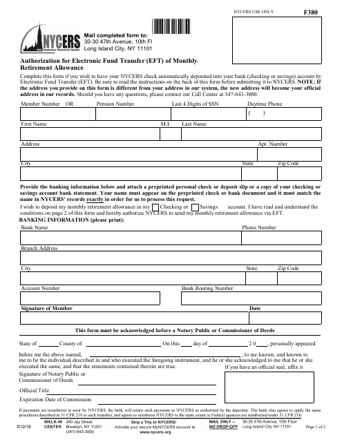 Form 380  Printable Pdf