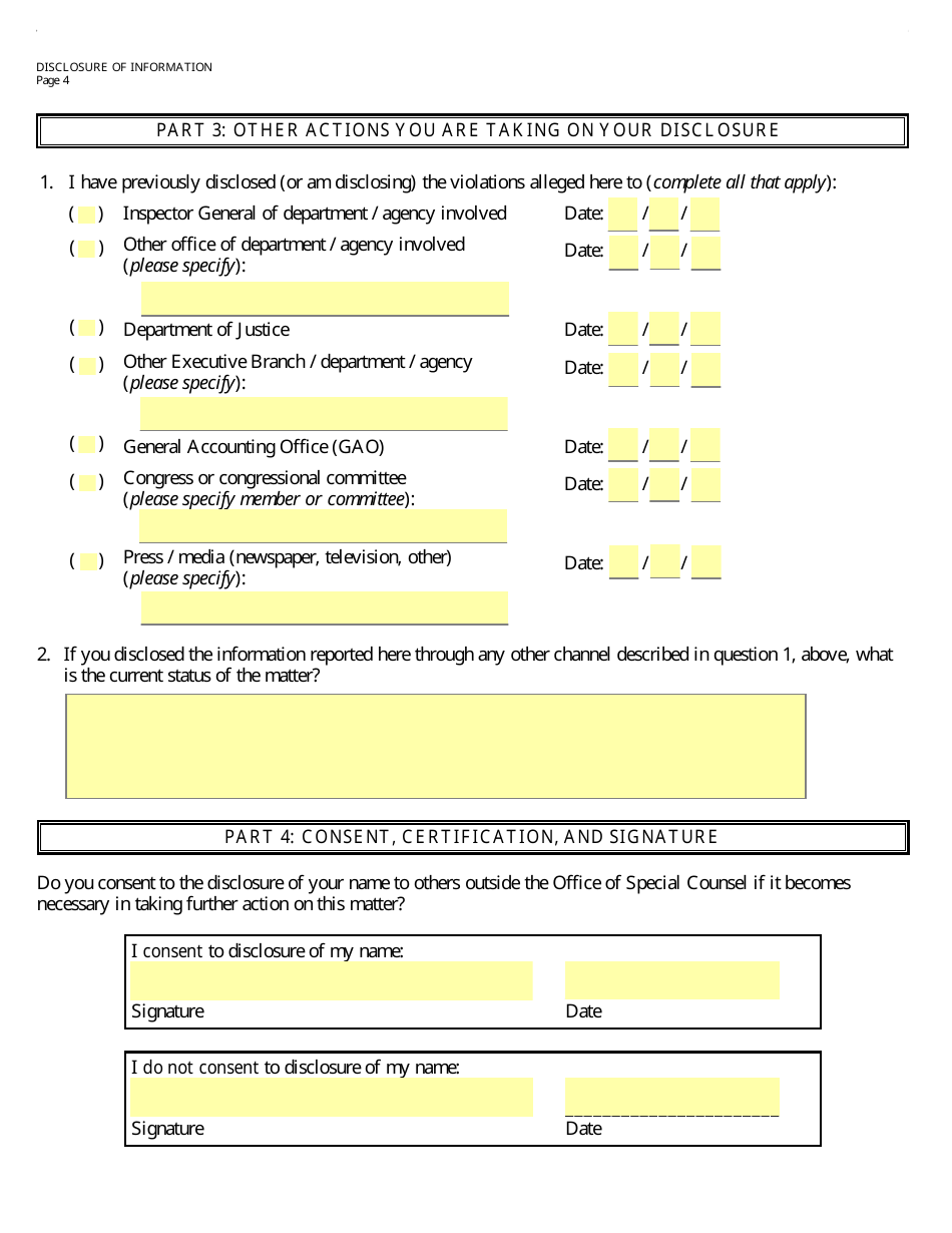 Form OSC-12 Disclosure of Information, Page 6