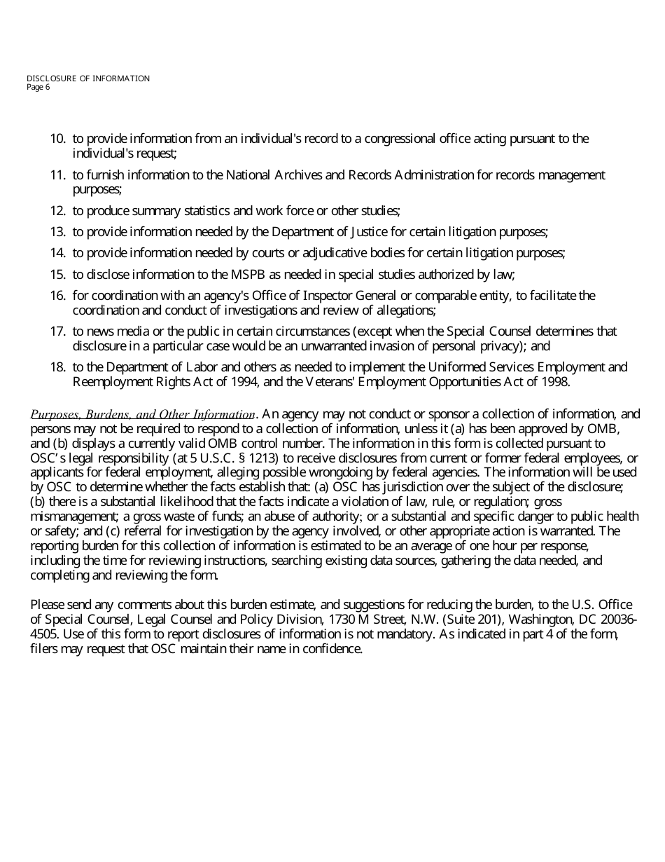Form OSC-12 Disclosure of Information, Page 8