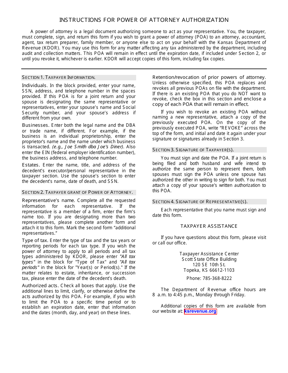 Form DO-10 Power of Attorney - Kansas, Page 2