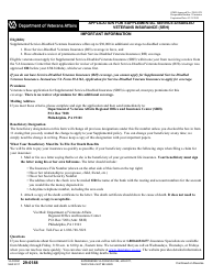 VA Form 29-0188 Application for Supplemental Service-Disabled Veterans Insurance (Srh)