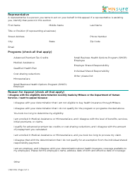 Appeal Request Form - Mnsure - Minnesota, Page 2