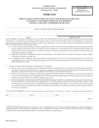 Document preview: SEC Form 879 (10-M) Irrevocable Appointment of Agent for Service of Process, Pleadings and Other Papers by Non-resident General Partner of Broker or Dealer
