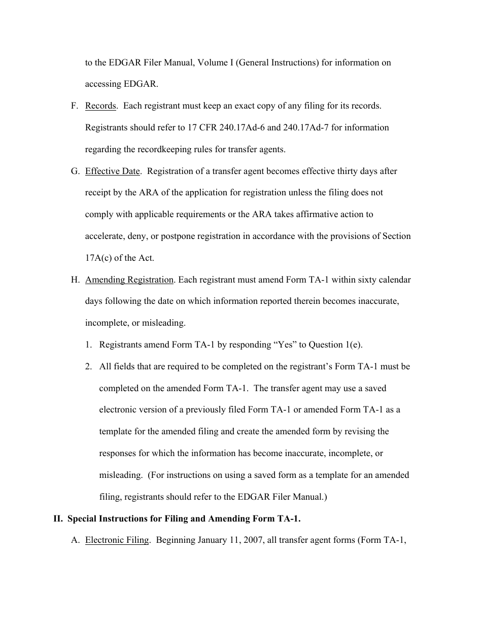 SEC Form 1528 (TA-1) Uniform Form for Registration as a Transfer Agent and for Amendment to Registration Pursuant to Section 17a of the Securities Exchange Act of 1934, Page 19