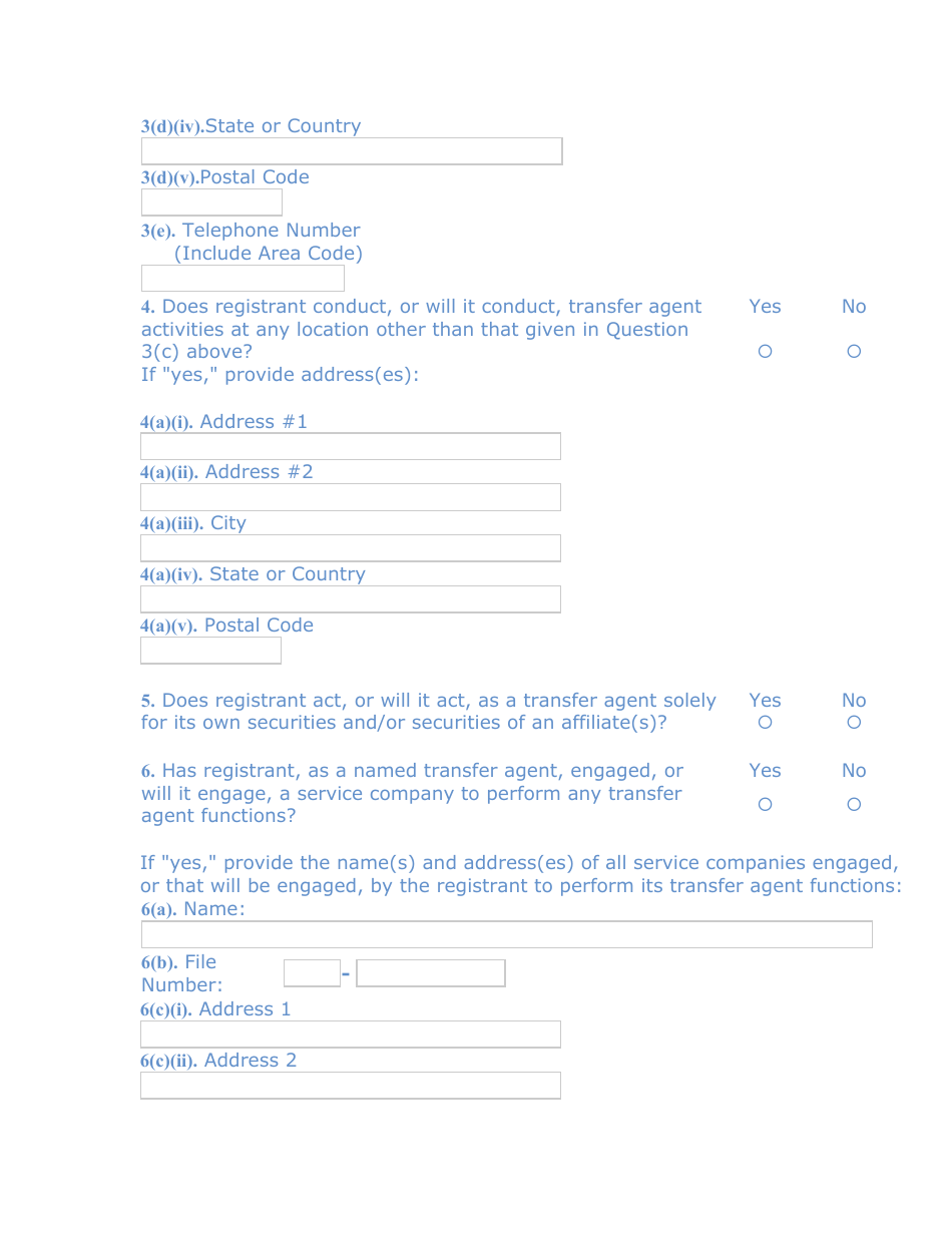 SEC Form 1528 (TA-1) Uniform Form for Registration as a Transfer Agent and for Amendment to Registration Pursuant to Section 17a of the Securities Exchange Act of 1934, Page 3