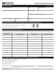 PS Form 5052 &quot;Printer Certification Submission&quot;