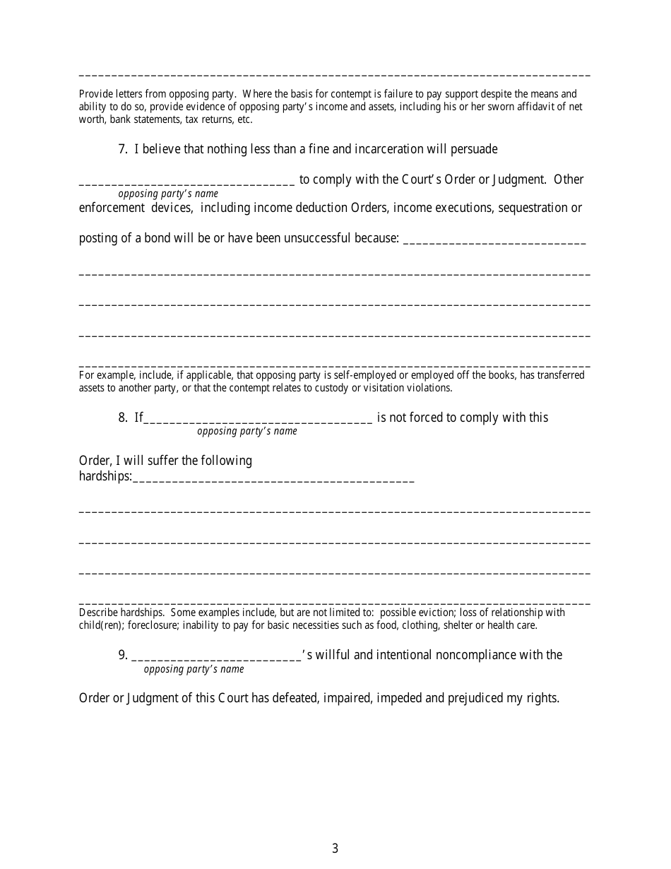 Affidavit in Support of Motion for Contempt - New York, Page 3