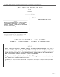 Document preview: Form Pro Se13 Complaint for Review of a Social Security Disability or Supplemental Security Income Decision