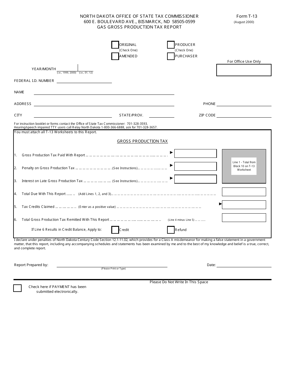 Form T13 Fill Out, Sign Online and Download Printable PDF, North