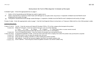 Form 3748 (401-XR) Importer Schedule of Receipts - Michigan, Page 2