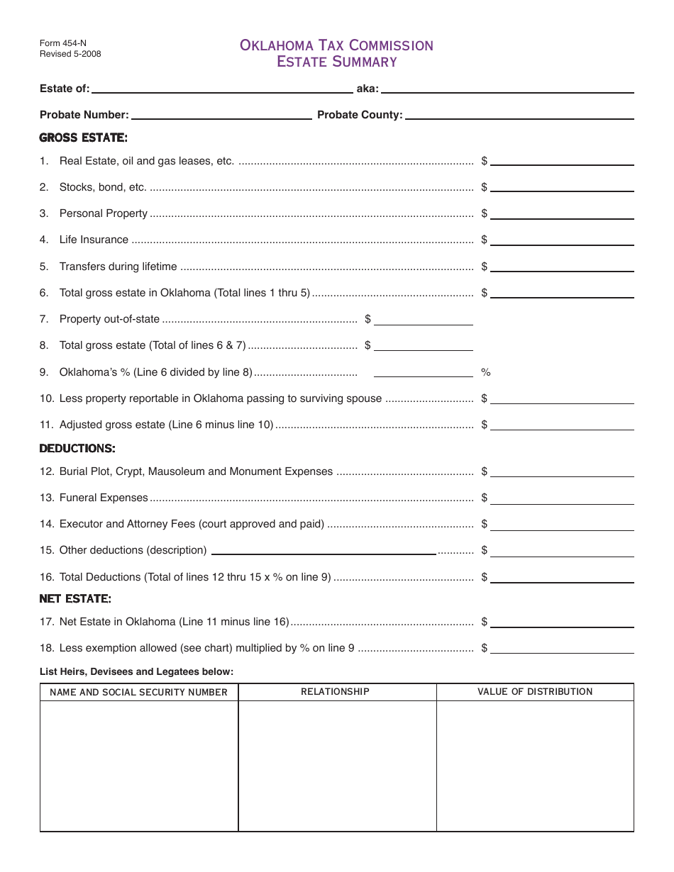 OTC Form 454-N Simplified Nontaxable Affidavit - Oklahoma, Page 2