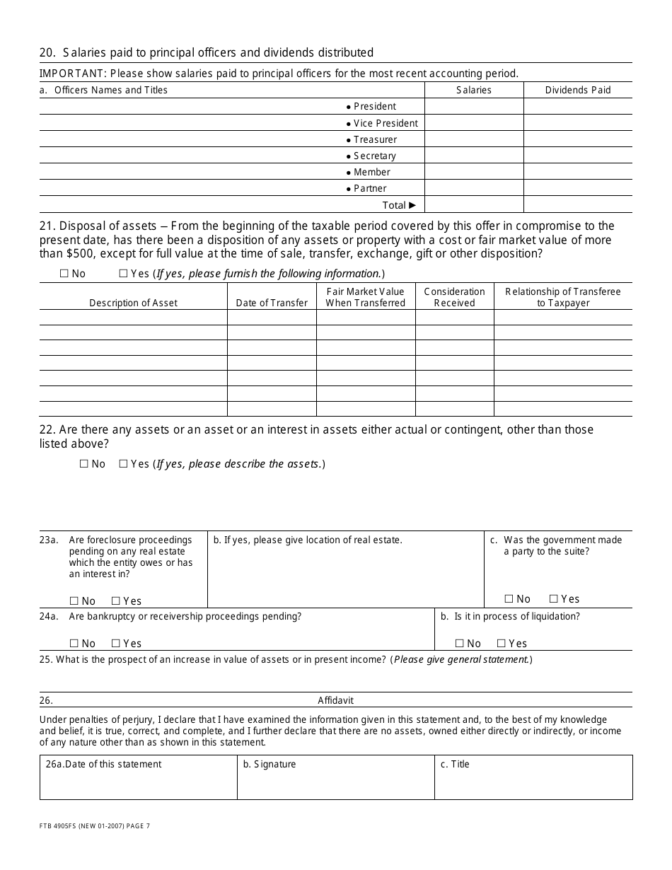 Form FTB4905BE Offer in Compromise for Business Entities Booklet - California, Page 13