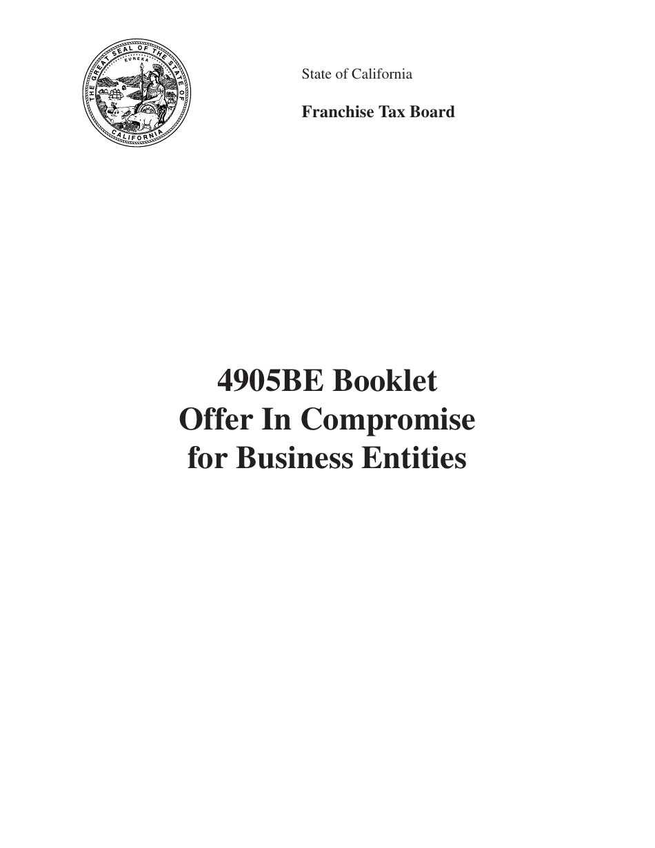 Form FTB4905BE Offer in Compromise for Business Entities Booklet - California, Page 1
