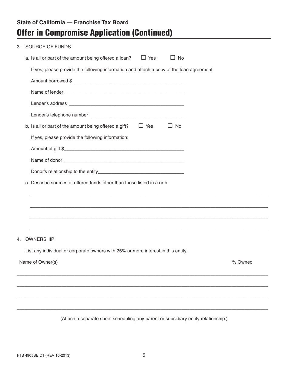 Form FTB4905BE Offer in Compromise for Business Entities Booklet - California, Page 5