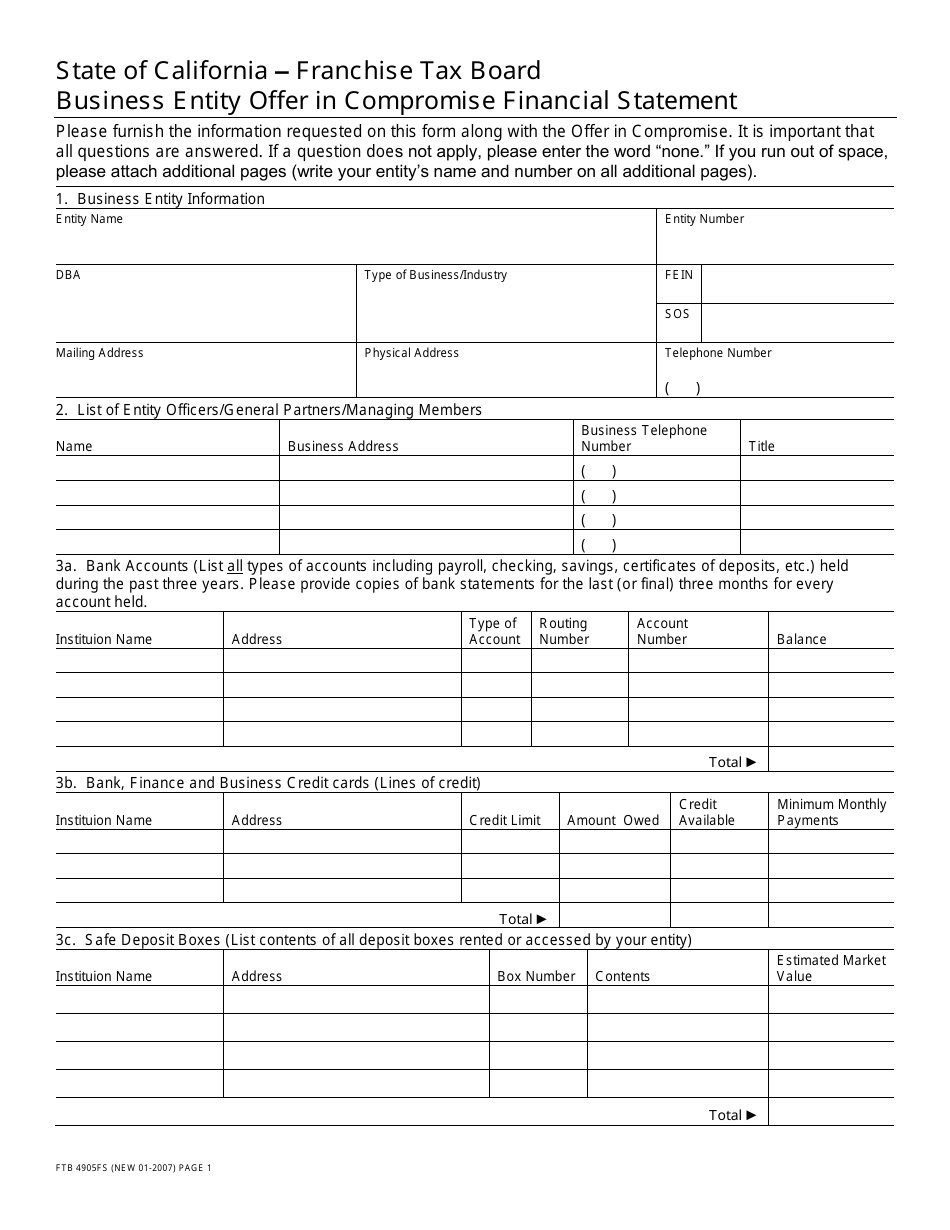 Form FTB4905BE Offer in Compromise for Business Entities Booklet - California, Page 7