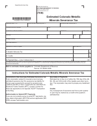 Document preview: Form DR0021PA Estimated Colorado Metallic Minerals Severance Tax - Colorado