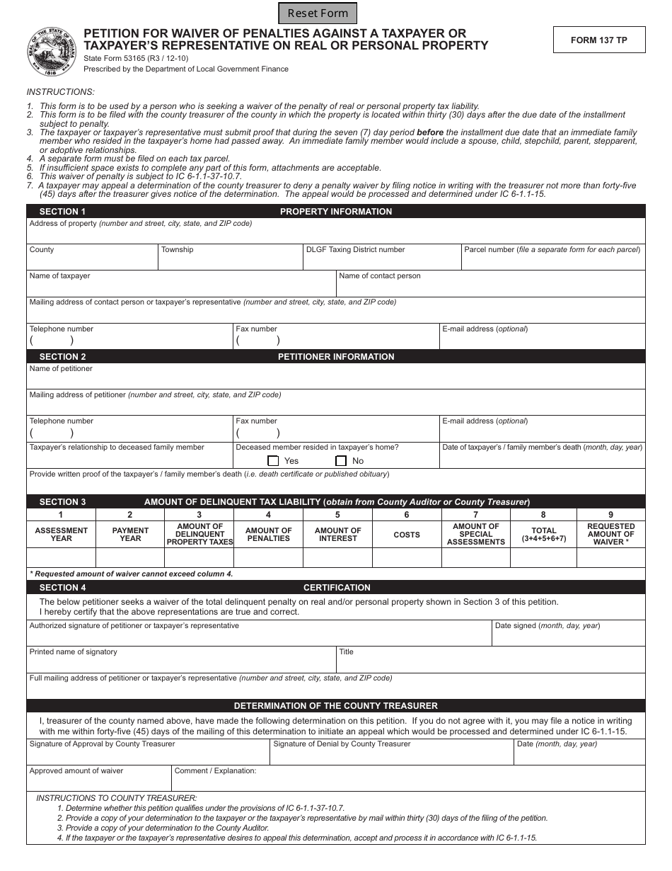 State Form 53165 (137 TP) - Fill Out, Sign Online and Download Fillable ...