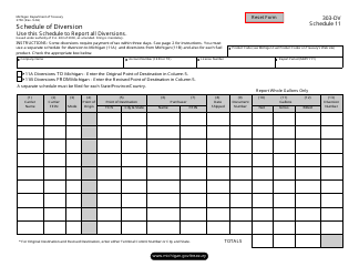 Document preview: Form 3750 (303-DV) Schedule 11 Schedule of Diversion - Michigan